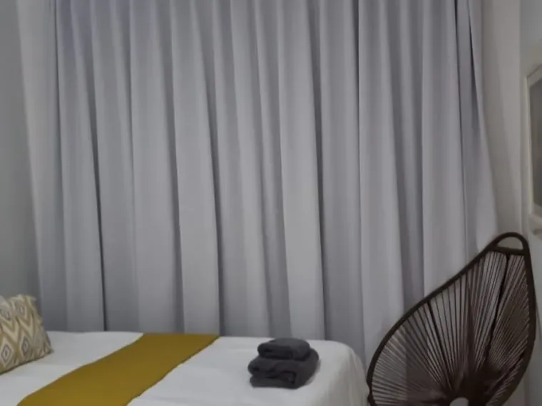 Grey wave curtains in a Cape Town twin bedroom